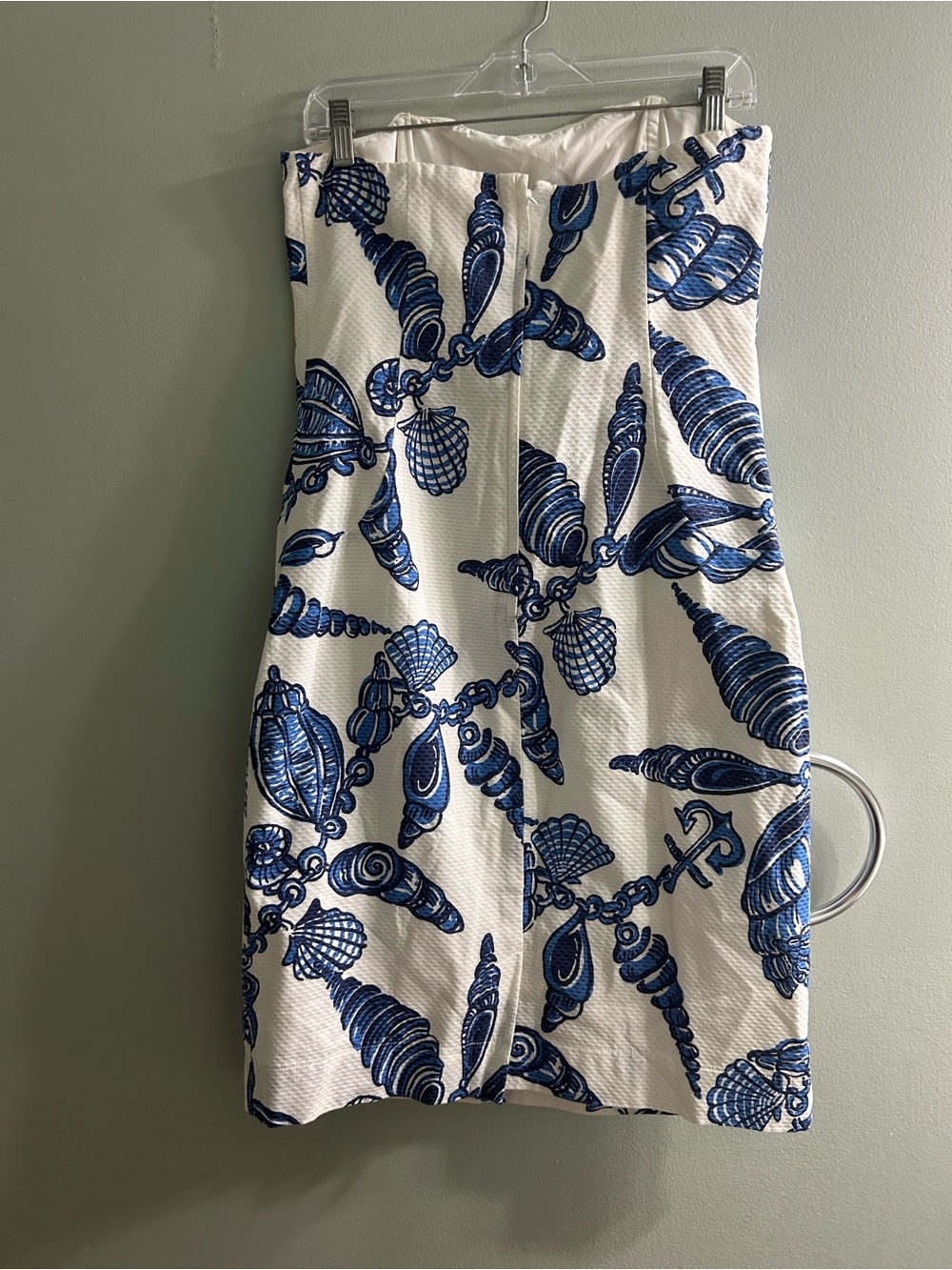 Lilly Pulitzer Vanna strapless dress "Fallin' in Love" blue seashell jacquard - Picture 2 of 6